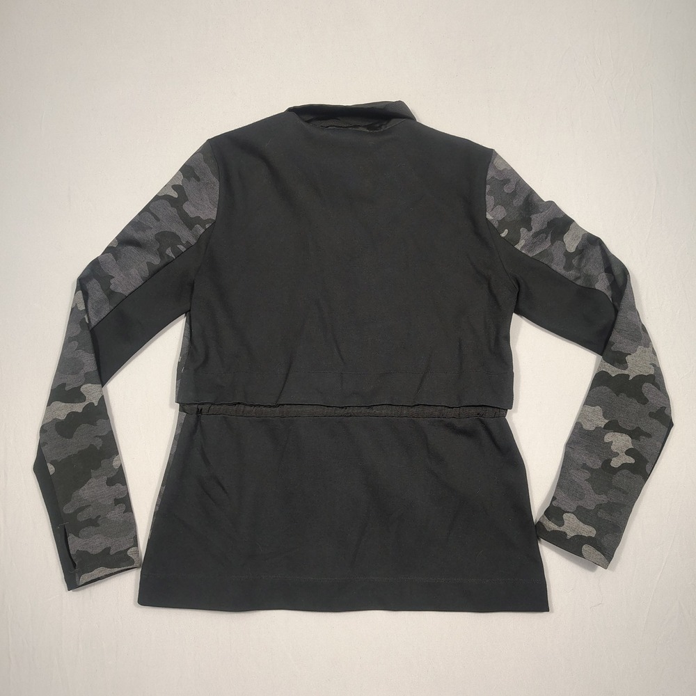 Cabi Jacket Womens S Rayon Camouflage Drawstring Waist Black Grey 3911 Utility - Picture 2 of 10